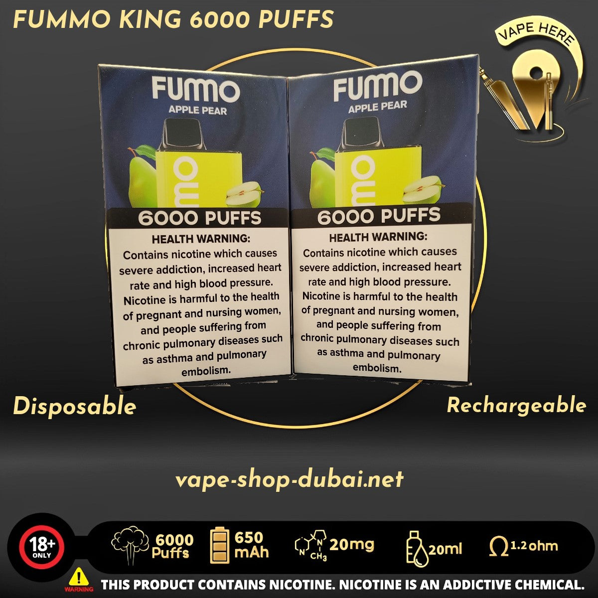 FUMMO KING 6000 PUFFS 20 MG DISPOSABLE VAPE