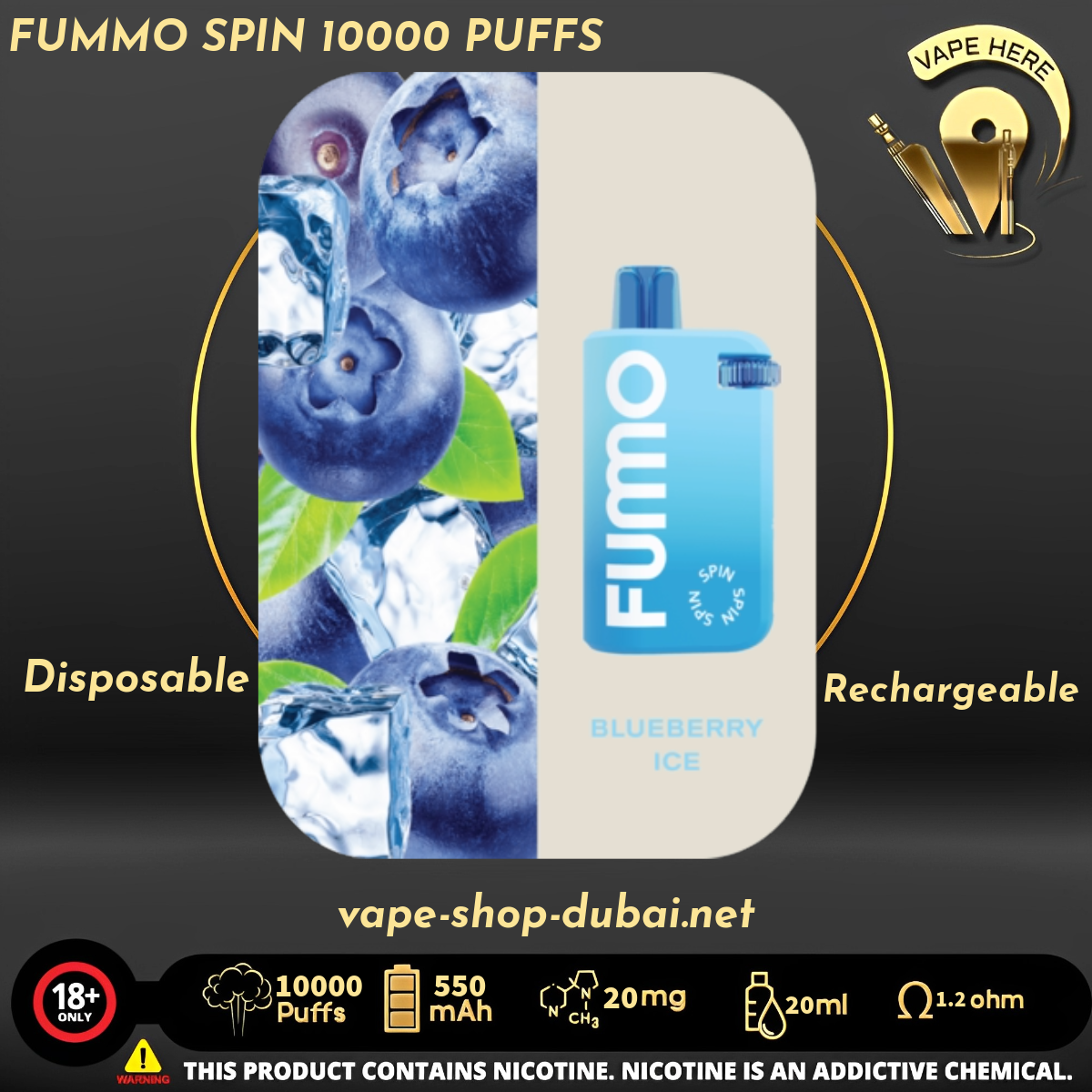 FUMMO SPIN 10000 PUFFS 20 MG DISPOSABLE VAPE