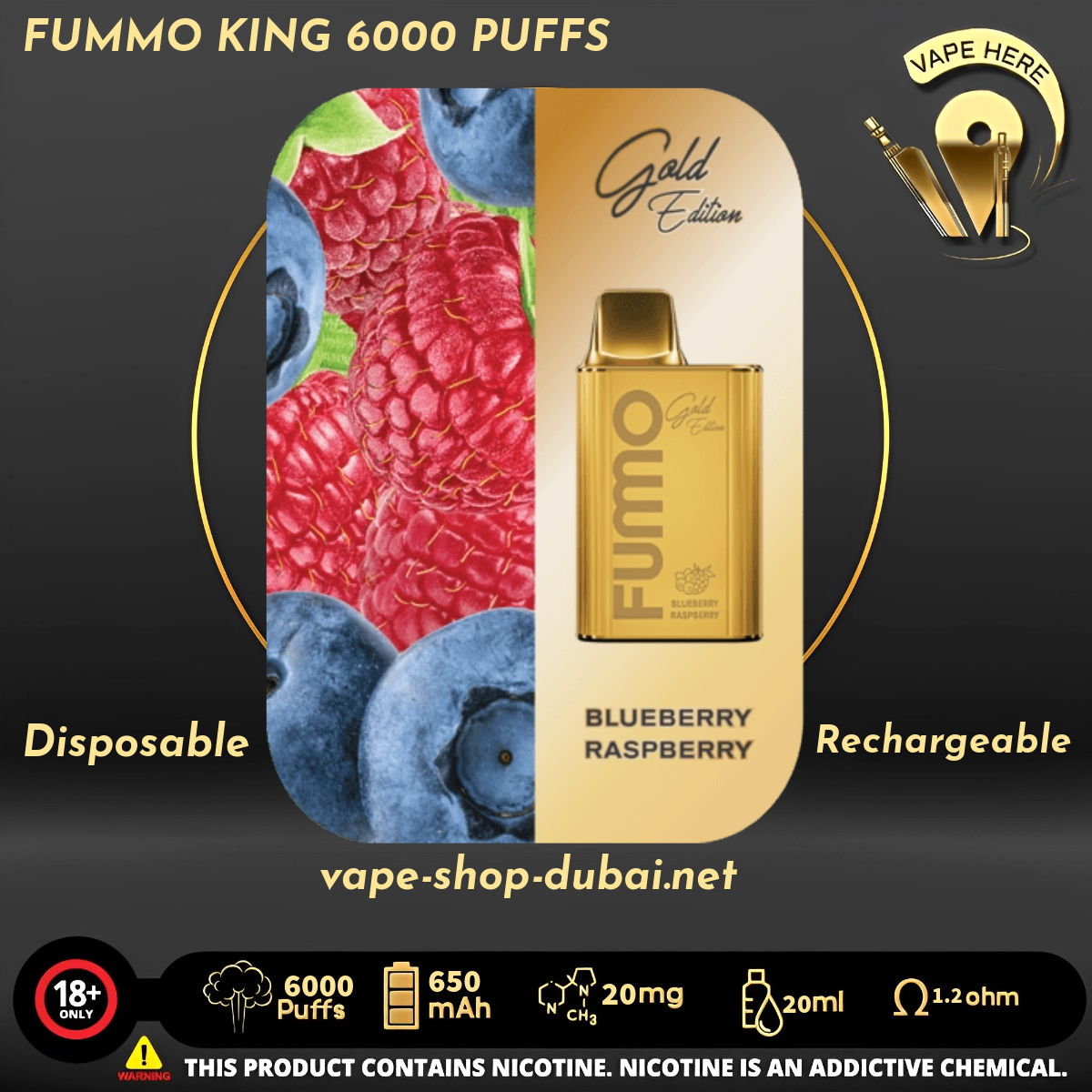 FUMMO KING 6000 PUFFS 20 MG DISPOSABLE VAPE