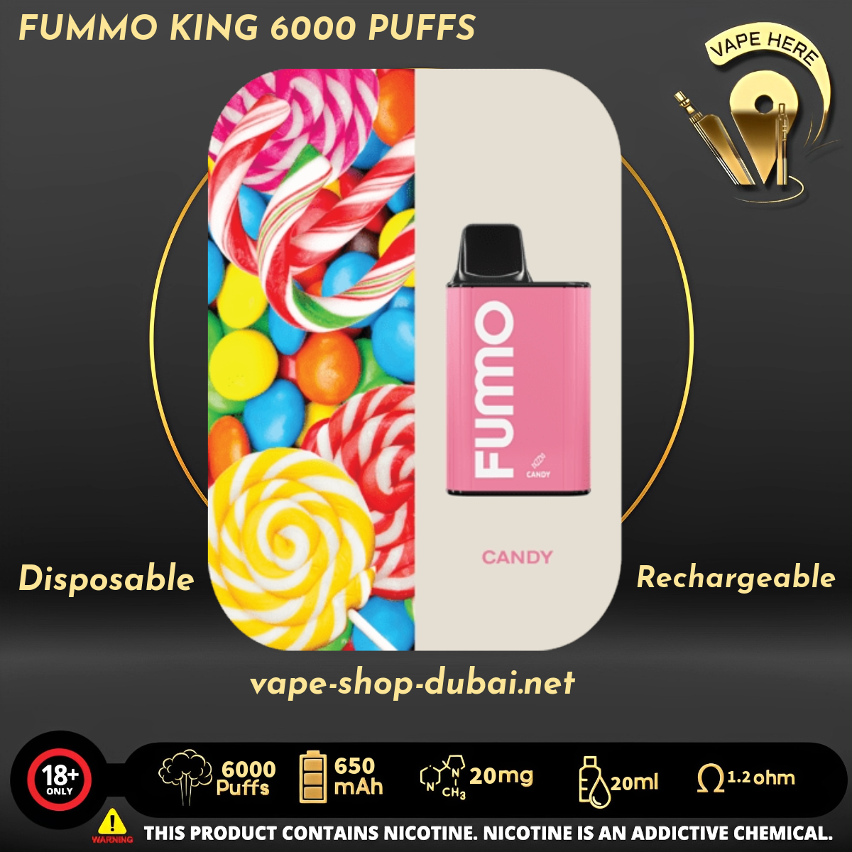 FUMMO KING 6000 PUFFS 20 MG DISPOSABLE VAPE