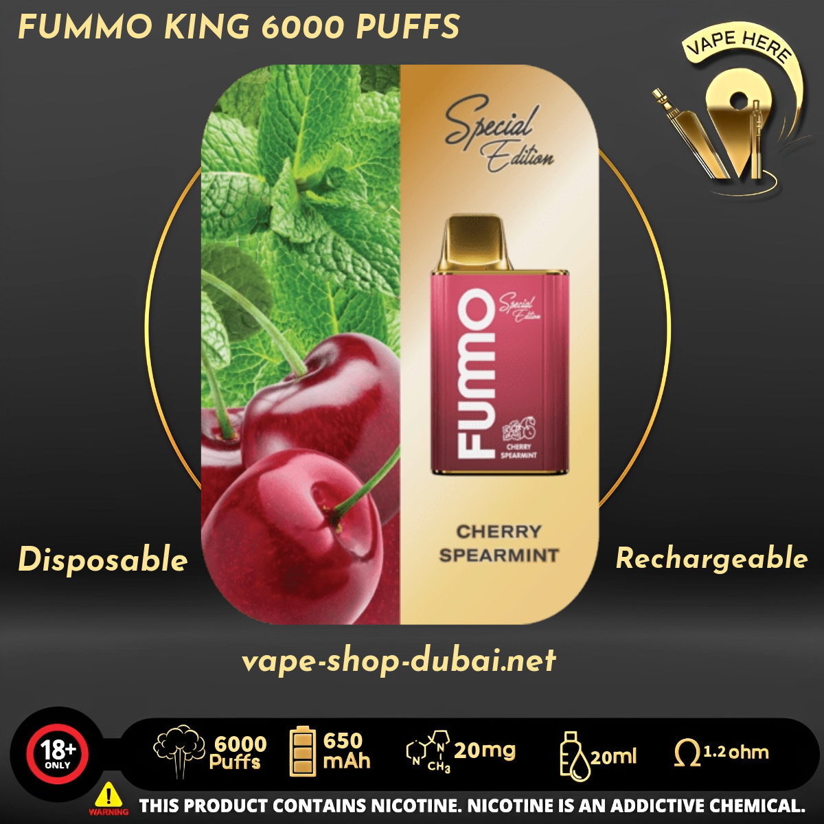 FUMMO KING 6000 PUFFS 20 MG DISPOSABLE VAPE