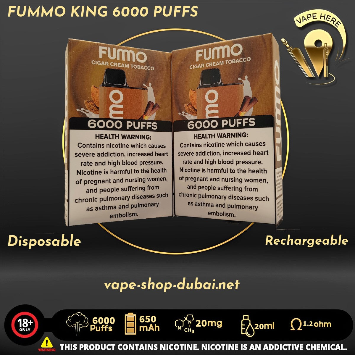 FUMMO KING 6000 PUFFS 20 MG DISPOSABLE VAPE