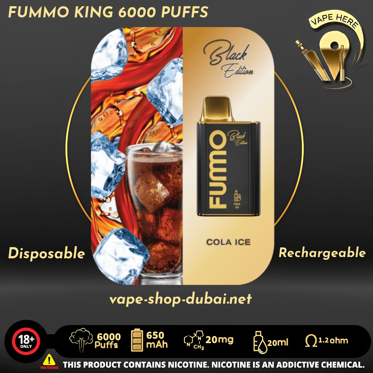 FUMMO KING 6000 PUFFS 20 MG DISPOSABLE VAPE