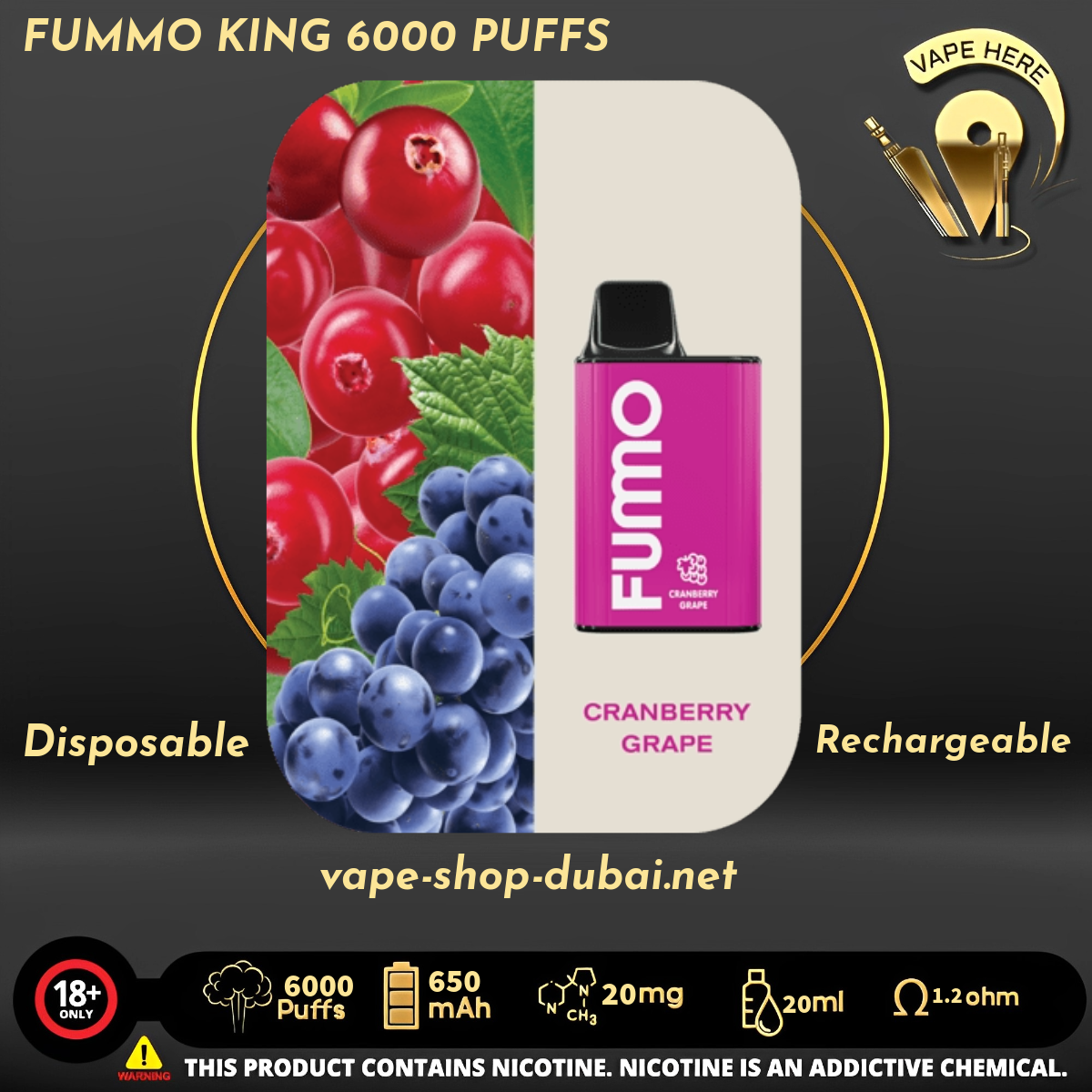 FUMMO KING 6000 PUFFS 20 MG DISPOSABLE VAPE