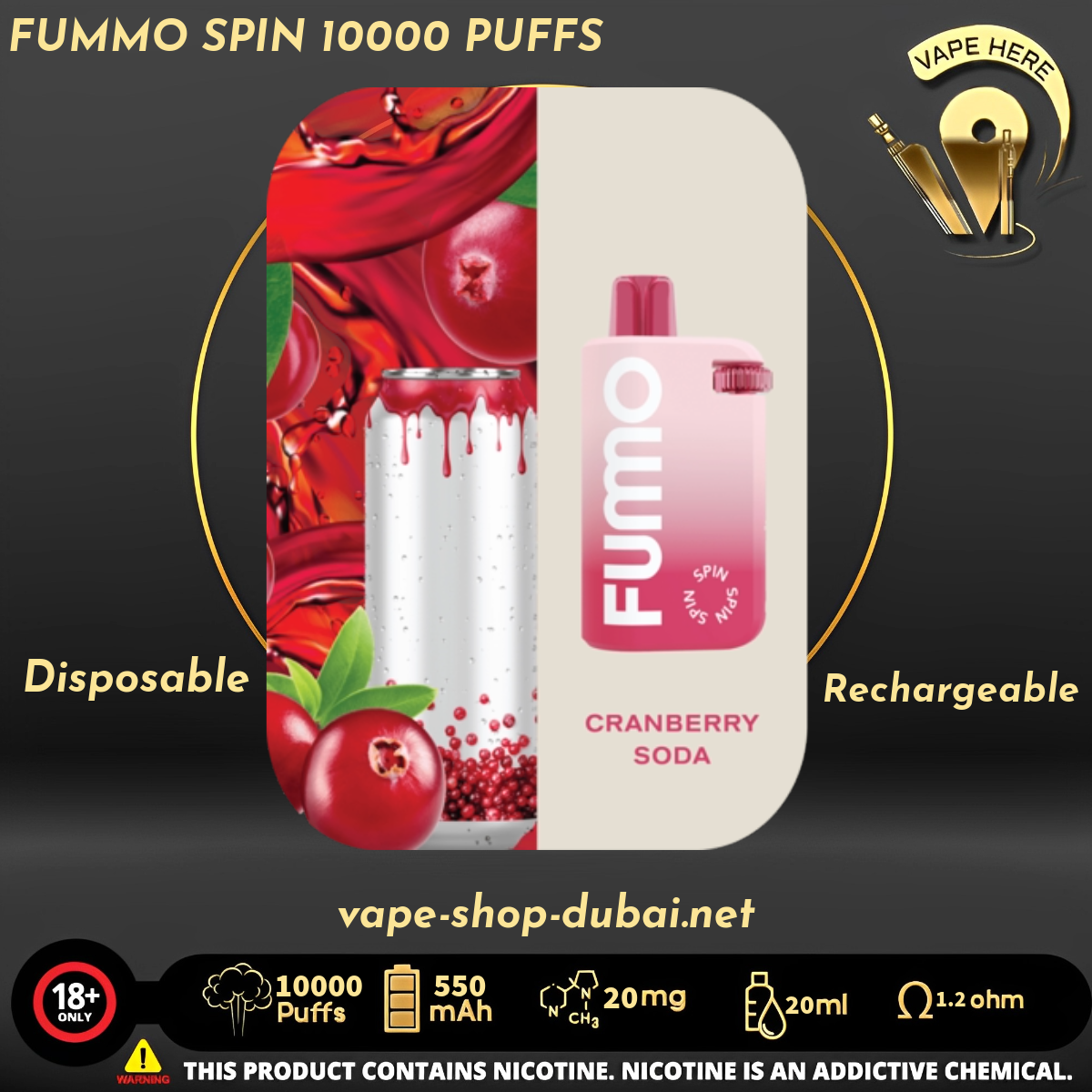 FUMMO SPIN 10000 PUFFS 20 MG DISPOSABLE VAPE