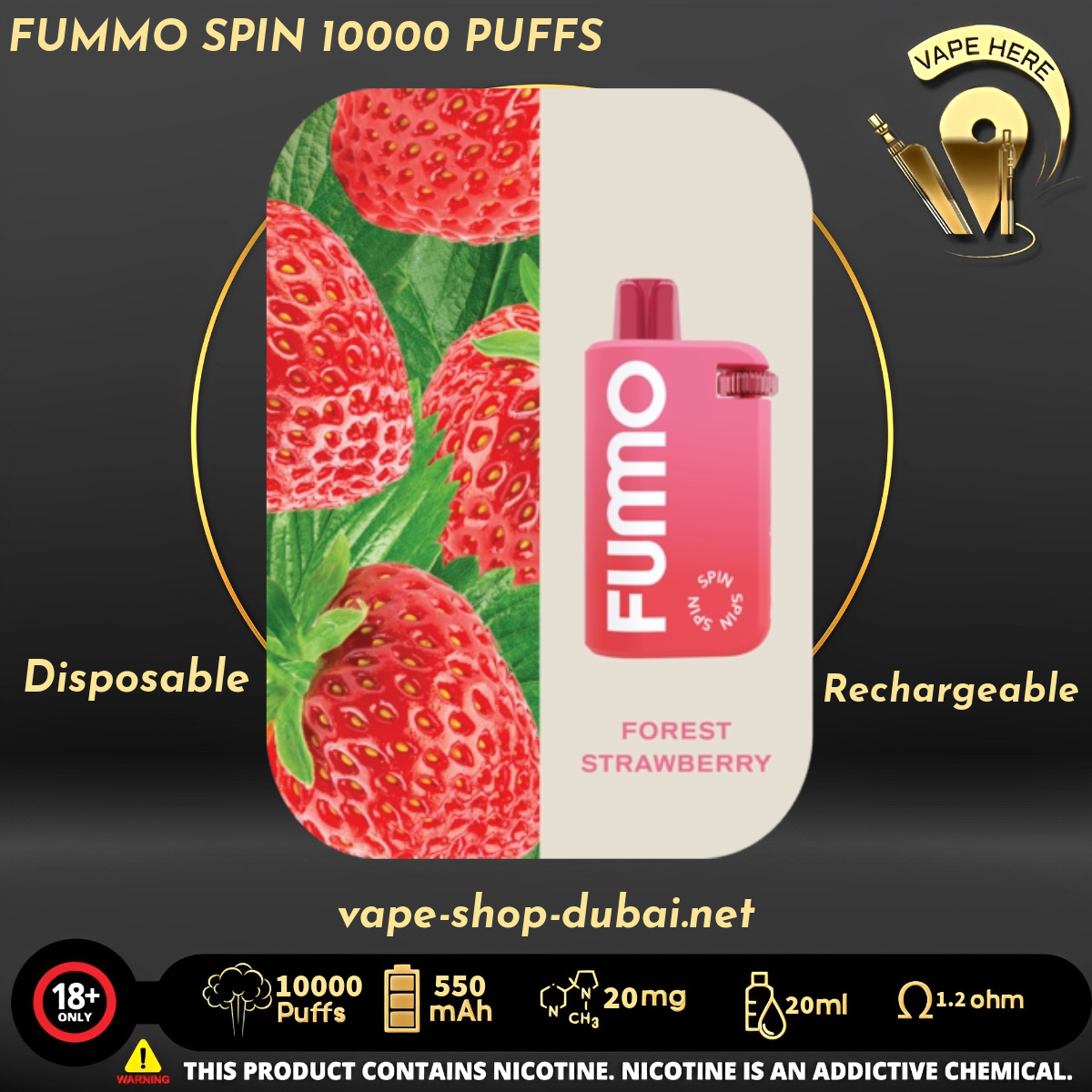 FUMMO SPIN 10000 PUFFS 20 MG DISPOSABLE VAPE