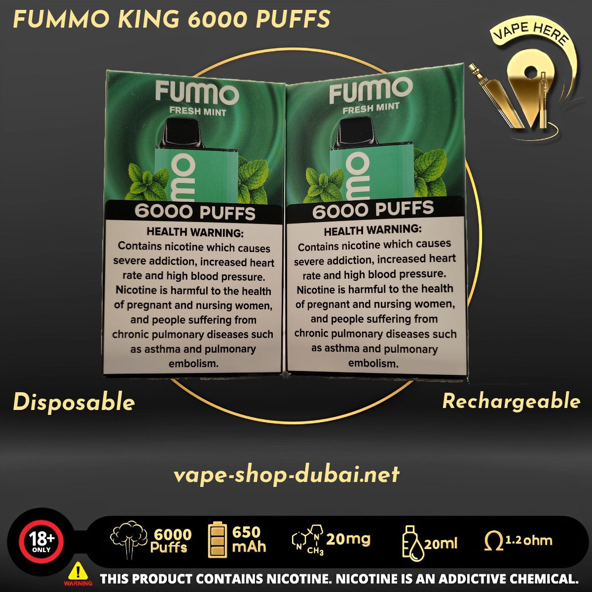 FUMMO KING 6000 PUFFS 20 MG DISPOSABLE VAPE