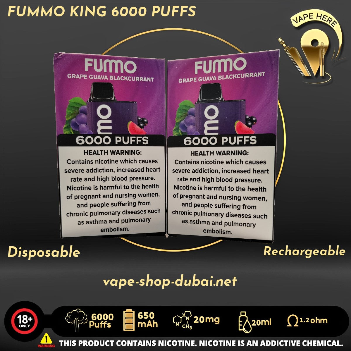 FUMMO KING 6000 PUFFS 20 MG DISPOSABLE VAPE