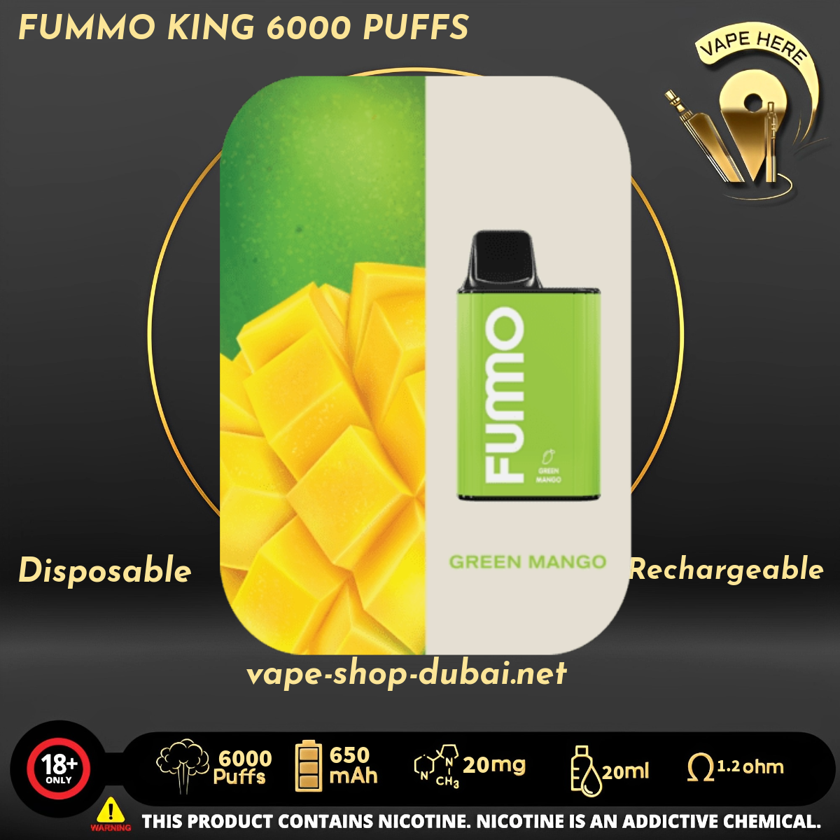 FUMMO KING 6000 PUFFS 20 MG DISPOSABLE VAPE