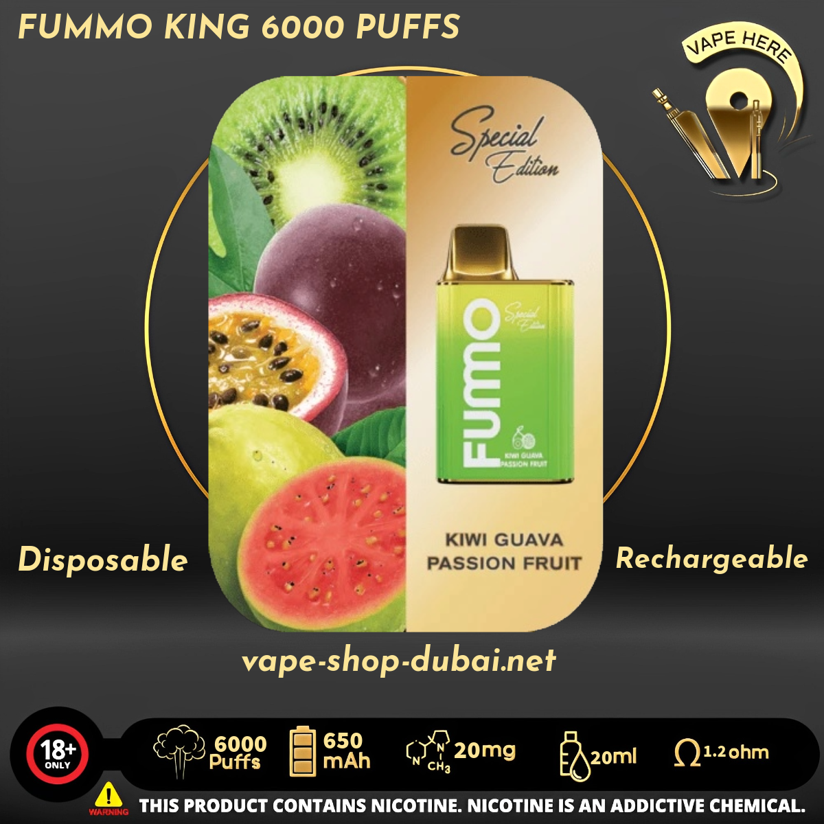 FUMMO KING 6000 PUFFS 20 MG DISPOSABLE VAPE