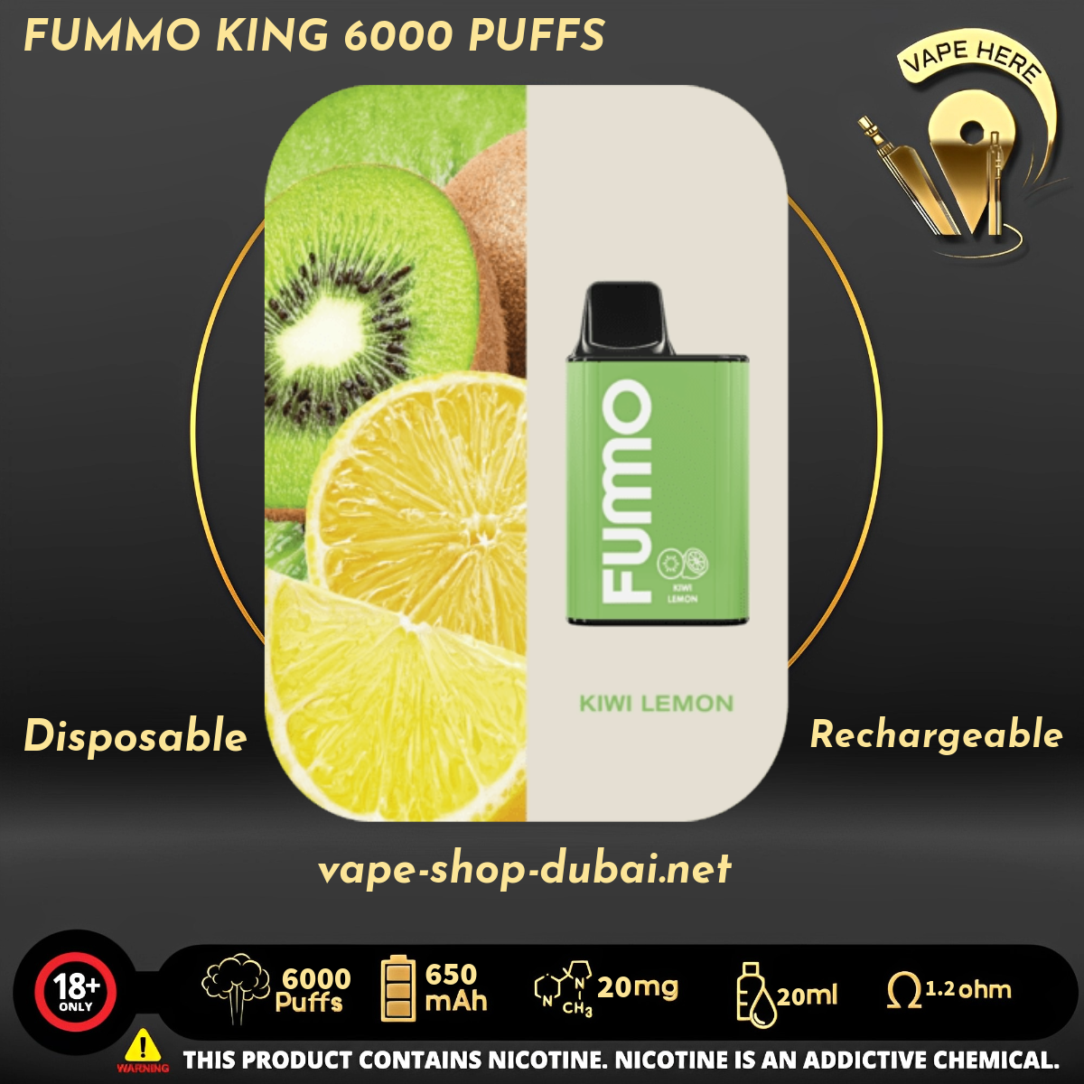 FUMMO KING 6000 PUFFS 20 MG DISPOSABLE VAPE