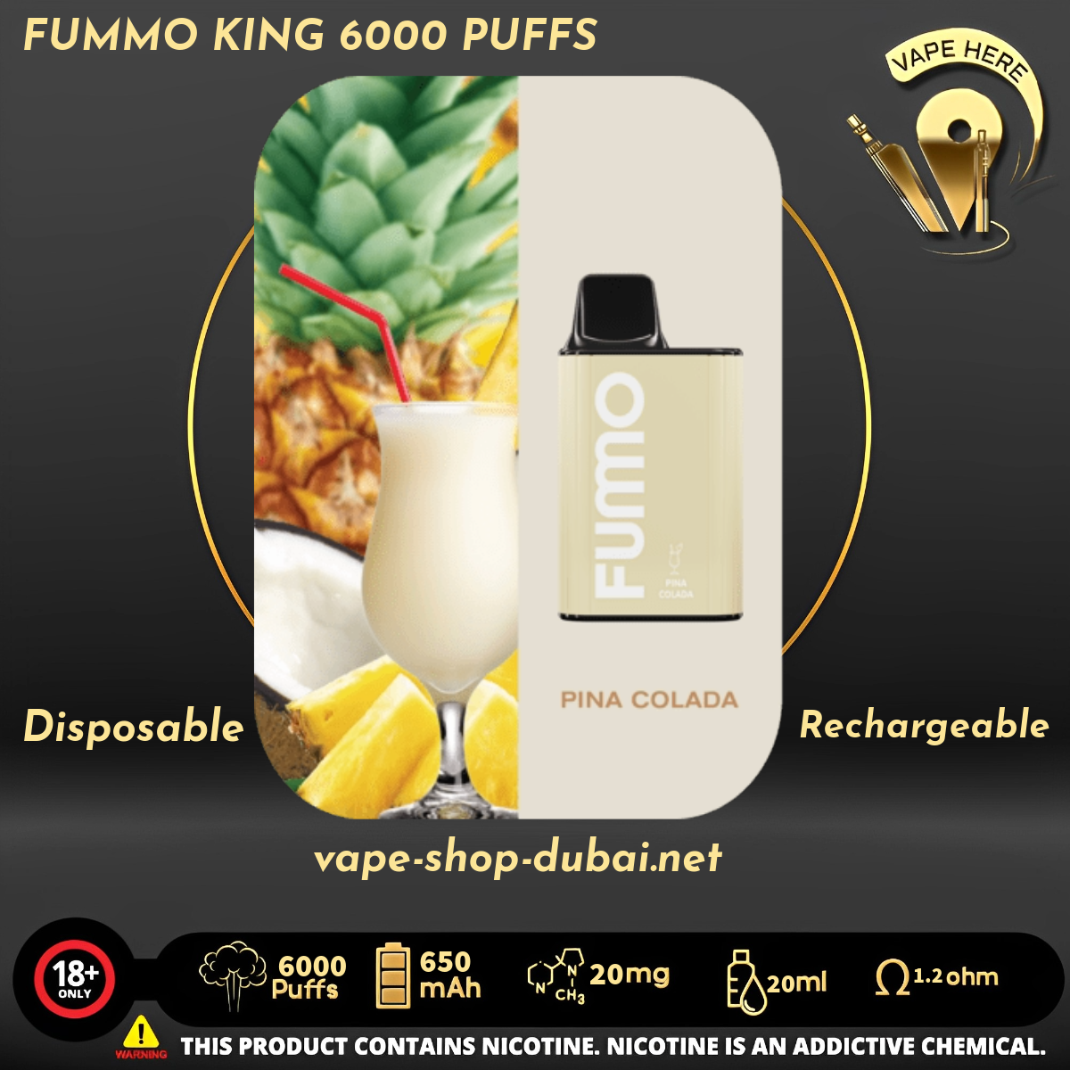 FUMMO KING 6000 PUFFS 20 MG DISPOSABLE VAPE