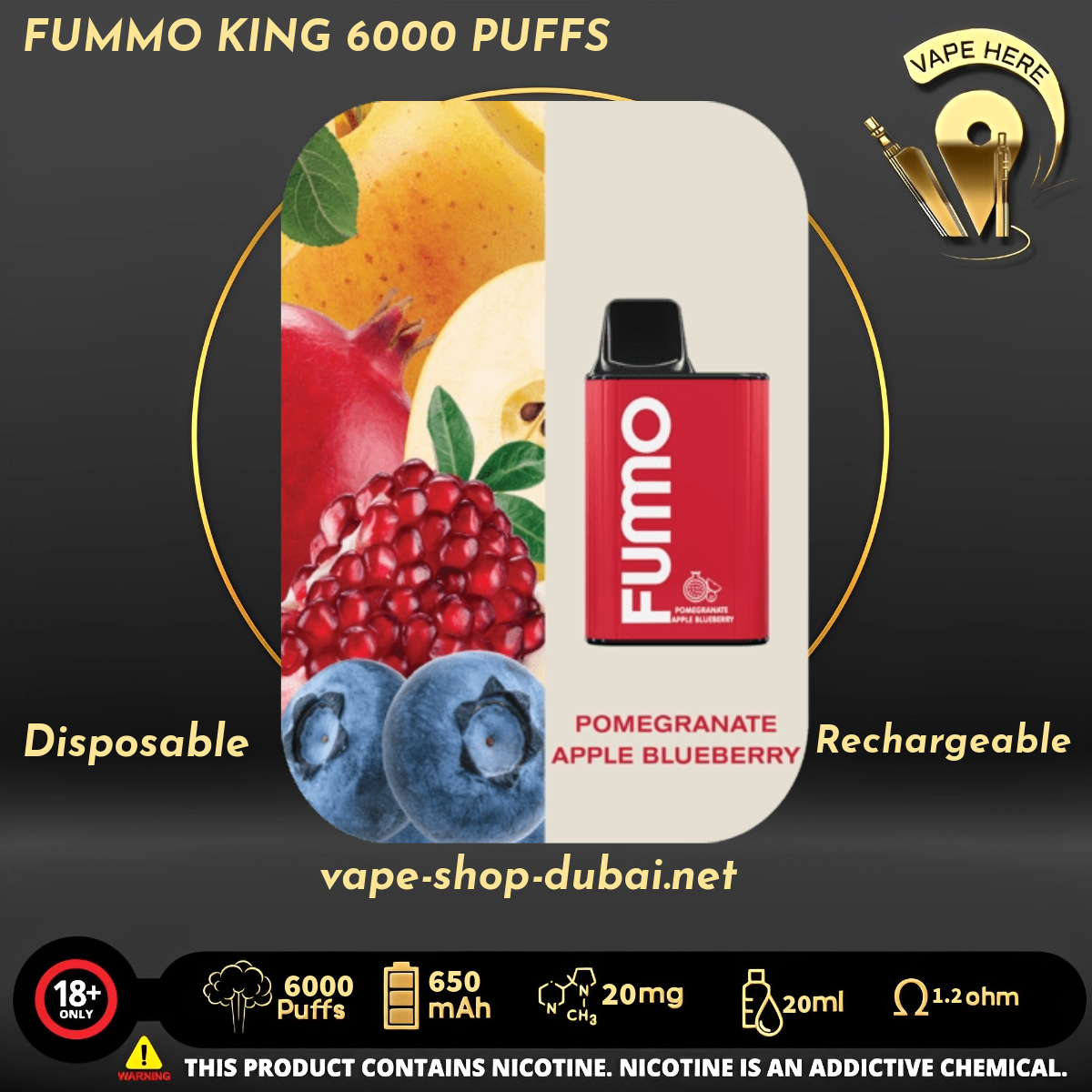 FUMMO KING 6000 PUFFS 20 MG DISPOSABLE VAPE