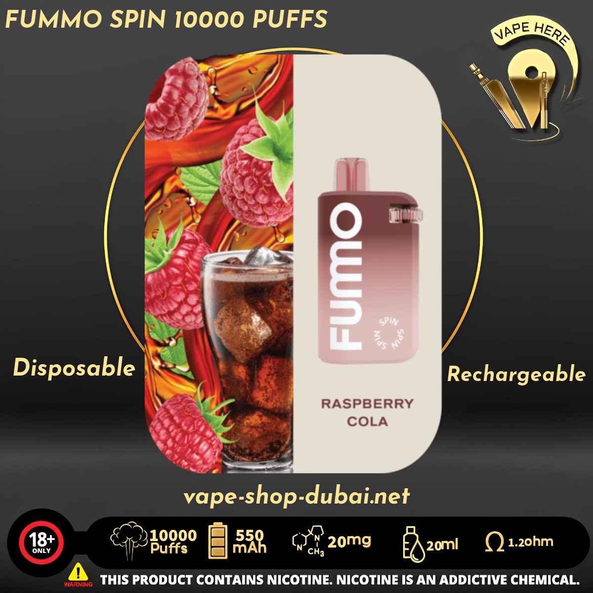 FUMMO SPIN 10000 PUFFS 20 MG DISPOSABLE VAPE