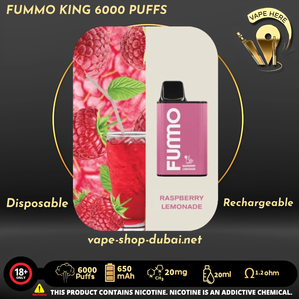 FUMMO KING 6000 PUFFS 20 MG DISPOSABLE VAPE