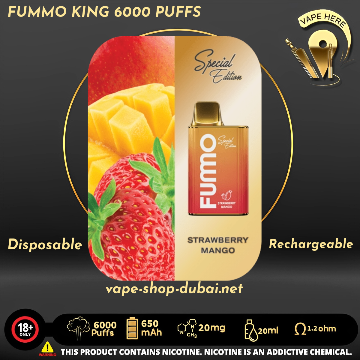 FUMMO KING 6000 PUFFS 20 MG DISPOSABLE VAPE