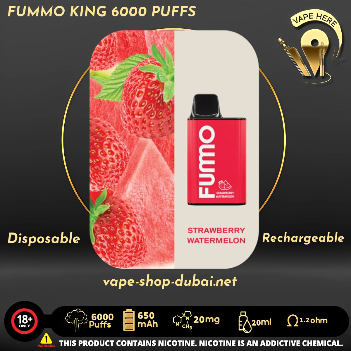 FUMMO KING 6000 PUFFS 20 MG DISPOSABLE VAPE