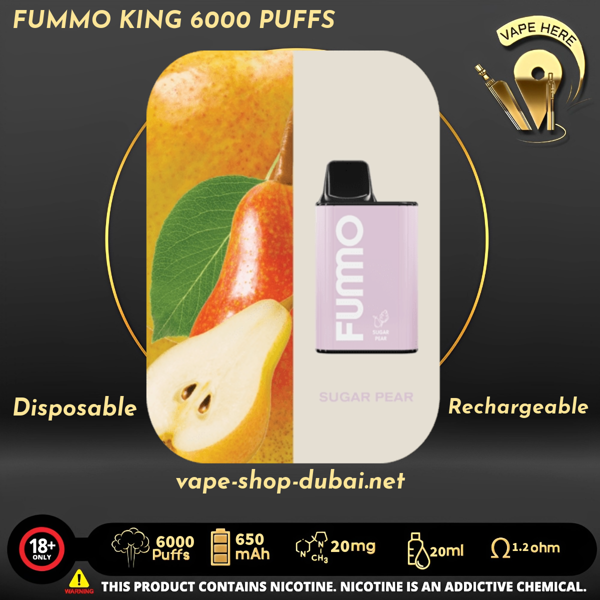 FUMMO KING 6000 PUFFS 20 MG DISPOSABLE VAPE