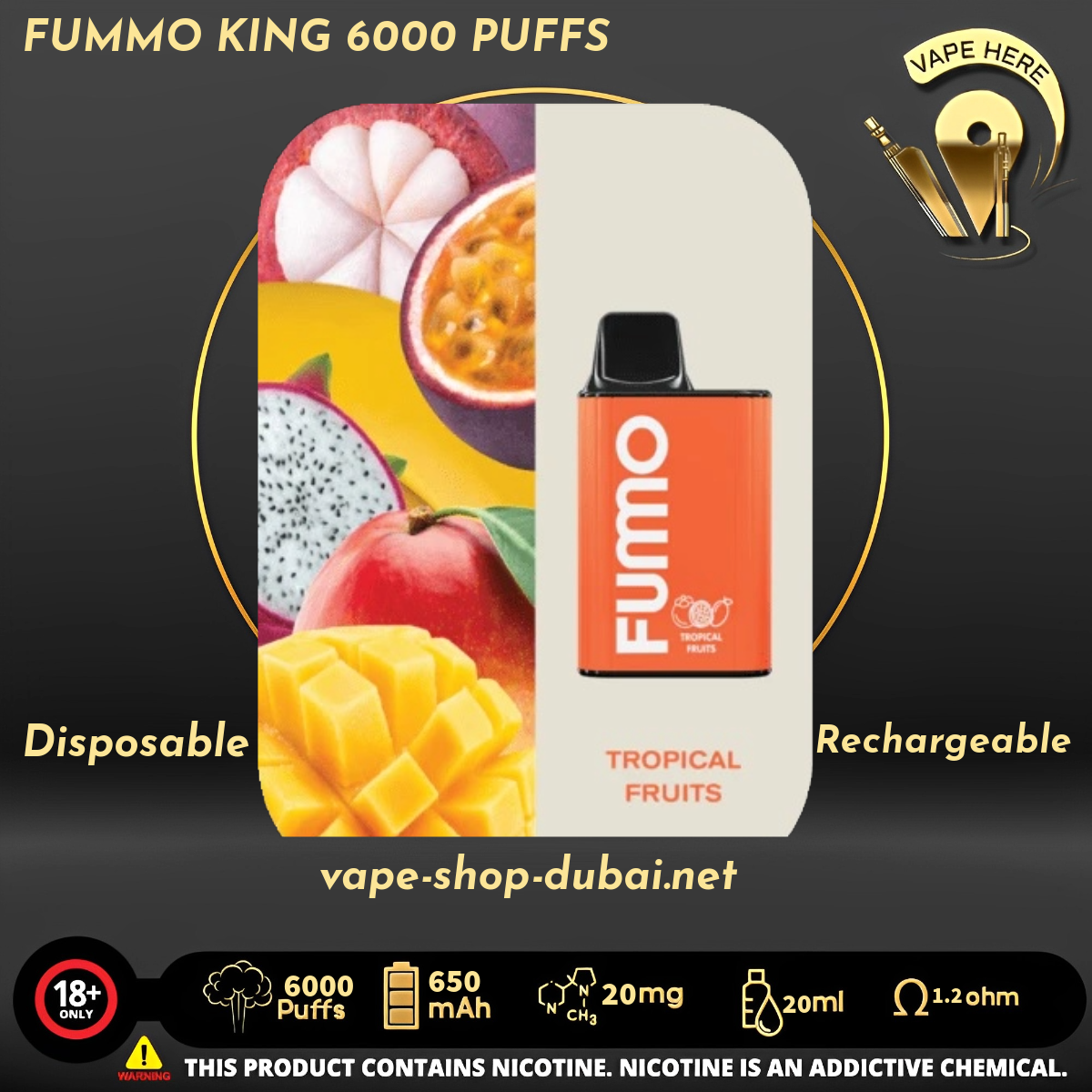 FUMMO KING 6000 PUFFS 20 MG DISPOSABLE VAPE