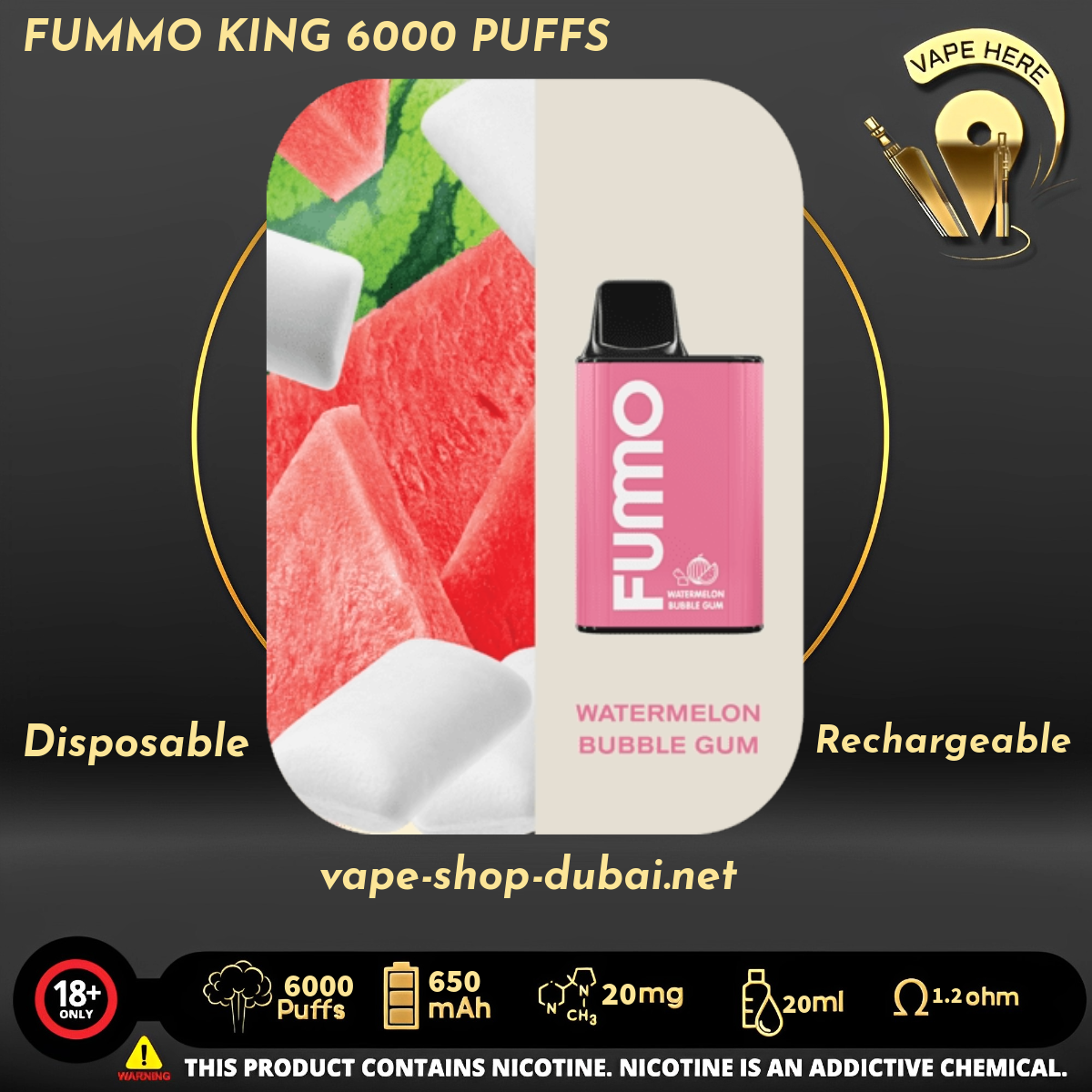 FUMMO KING 6000 PUFFS 20 MG DISPOSABLE VAPE