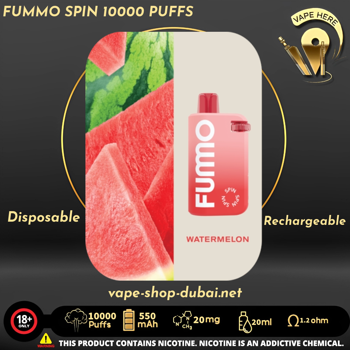 FUMMO SPIN 10000 PUFFS 20 MG DISPOSABLE VAPE