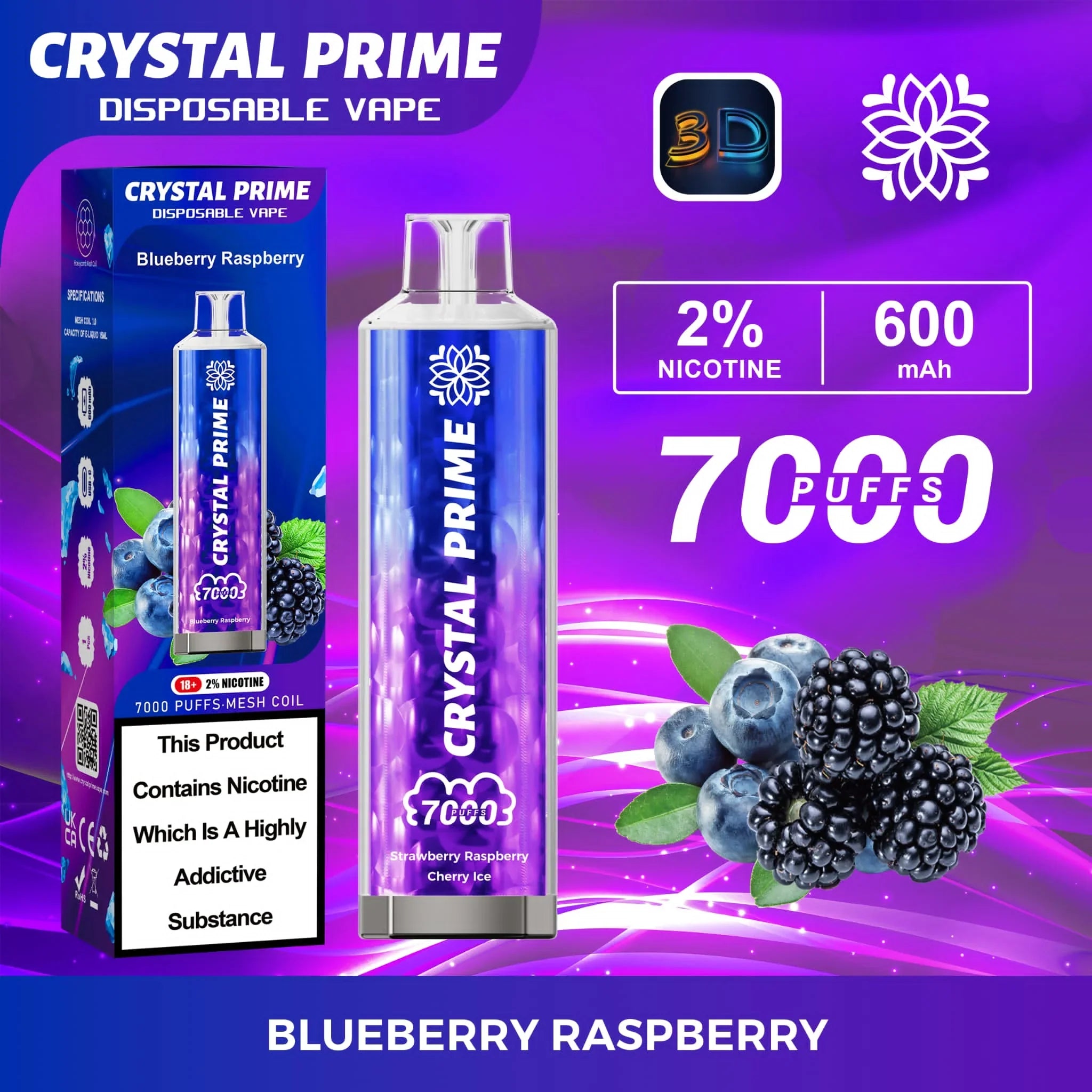 Crystal Prime 3D Disposable Vape 7000 Puffs